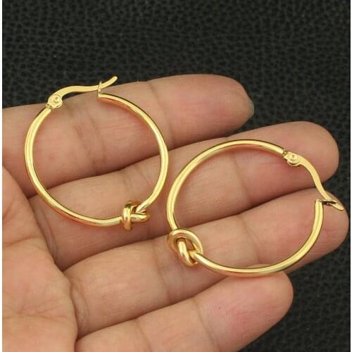 Womens Gold Color Fashion Stainless Steel Jewelry Simple 25MM Hoop Earrings Personality For Woman And Girl EBJZAJBB1
