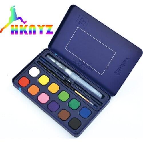 Solid watercolor pigment set 48 color watercolor powder cake students art painting supplies sent oil painting pen watercolor