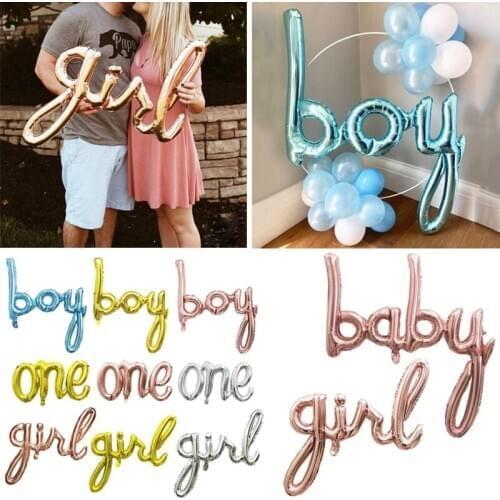 Letter Balloon Script Boy Girl Baby One Foil Rose Gold Balloons for Gender Reveal Baby Shower 1st Birthday Party Decorations