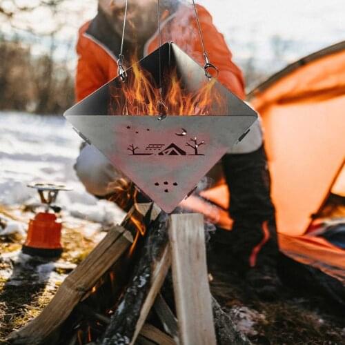 NEW Triangular Bonfire Hanging Rack Folding Stainless Steel Hollow Outdoor Camping Picnic Firewood Charcoal Mini Hanging Stove