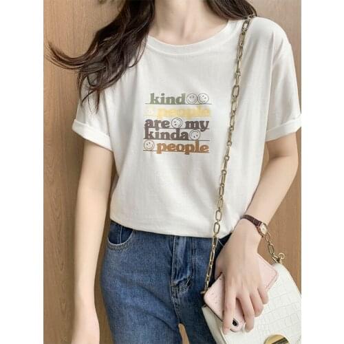 2021 New Simple Fashion White Half T-Shirt Top Real Price Letter Printed Short Sleeve Womens Summer Dress