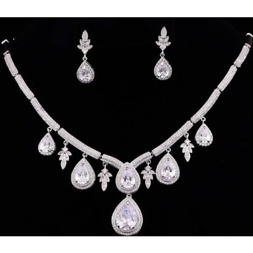 New Arrival Fashion Water Drop Cubic Zirconia Wedding Jewelry Set For Women Hot Selling Wedding Accessories CZL-6110