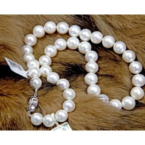 Wholesale Natural 18" Rare 10-11mm AAA+ white Round pearl necklace