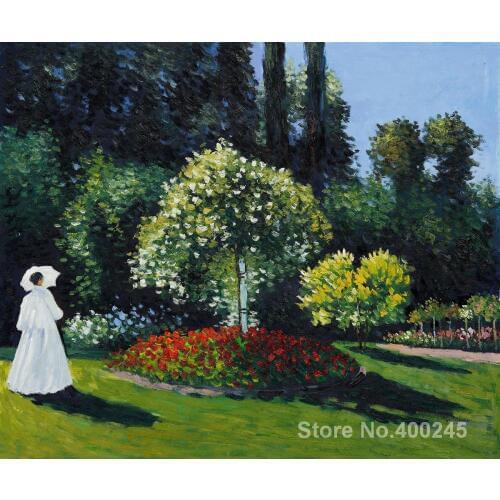 Landscape Oil Painting Jeanne Marguerite Lecadre (Lady in a Garden) by Claude Monet Room decor Hand painted High quality