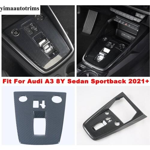 Carbon Fiber Look ABS Accessories Gear Shift Panel Cover Trim Interior Refit Kit Decoration For Audi A3 8Y Sedan Sportback 2021