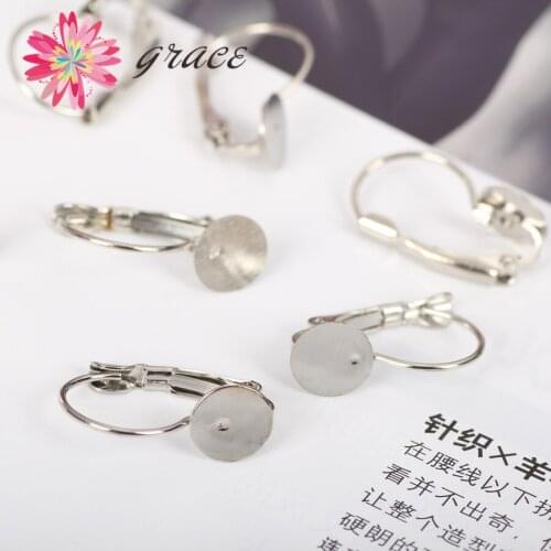 Direct selling 2015 8mm ear clips 10pair/lot Wholesale French Earring CLIP Ear Wires Earring DIY Findings environmental Plating