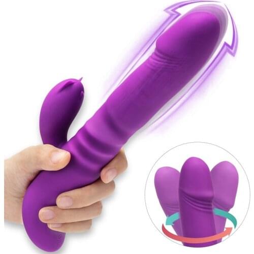 ZINI 2 In 1 Thrusting Rabbit Vibrator+Rotating G Spot Vibrator Realistic Dildo Vibrator Clitoral Stimulator Sex Toy for Women