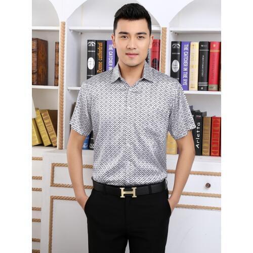 Mulberry silk silk short sleeve shirt 2020 new Plus - size mens leisure