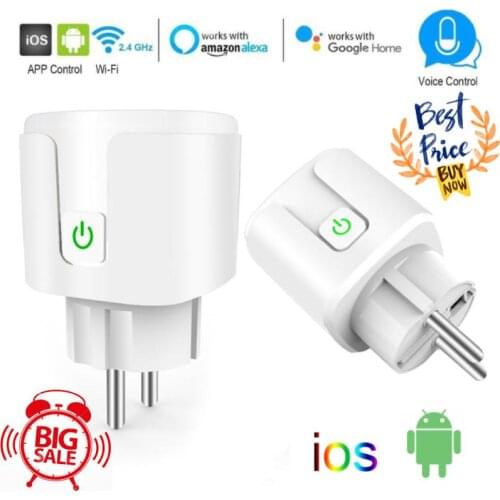 EU Wifi Smart Plug 20A Smart Socket With Timer Power Monitor SmartLife APP Voice Control Works For Google Home Alexa