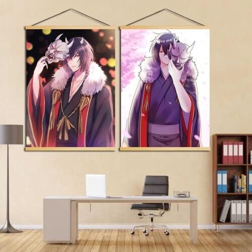 Modern Home Decoration Wall Artwork Animation Kakuriyo Picture Wooden Scroll Hanging Painting Canvas Poster Living Room Print