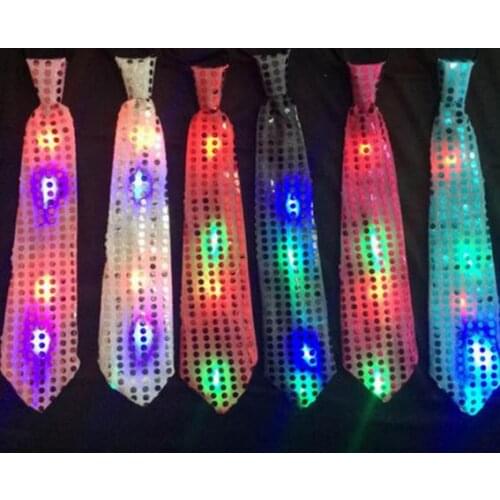 Adults child Sequins LED Necktie Light Up Neck Tie luminous Bowtie Flashing Party Favor Christmas Halloween club bar stage props