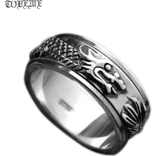 Handmade 100% 925 Silver Dragon Spinning Ring Vintage Thai Silver Dragon Power Turning Ring Pure Silver Spinner Ring