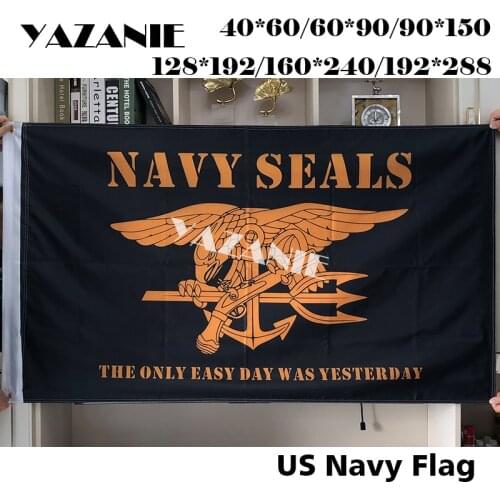 YAZANIE United States Marines Navy Seals Trident Flags Rothco United The Only Easy Day Was Yesterday Flags and Banners