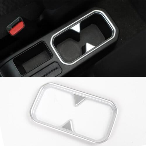 YCCPAUTO 1Pcs Car Styling ABS Front Water Cup Holder Panel Decoration Sticker For Suzuki Jimny 2019 Accessories Silver