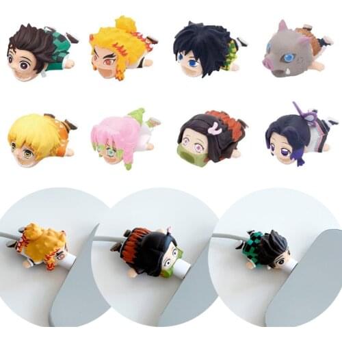 Demon Slayer Charging Cable Protector Cover for Mobile Phone USB Cable Data Lines Anime Cartoon Charging Cable Cover Case