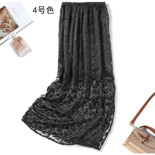 Womens 100% Silk Burnt-out Fabric Slim Type Maxi Skirt Two-Layer Long Skirt Summer Beach JN464