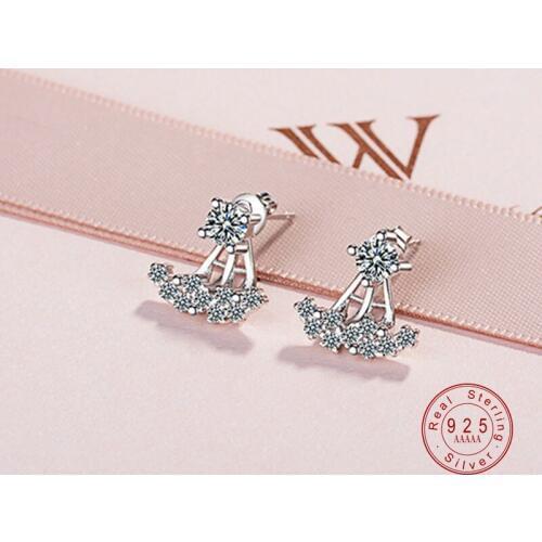 Luxury Silver Color Earrings Four Claw Cubic Zirconia Crystal Beads Earrings For Women Wedding Bridal Charm Jewelry Gifts