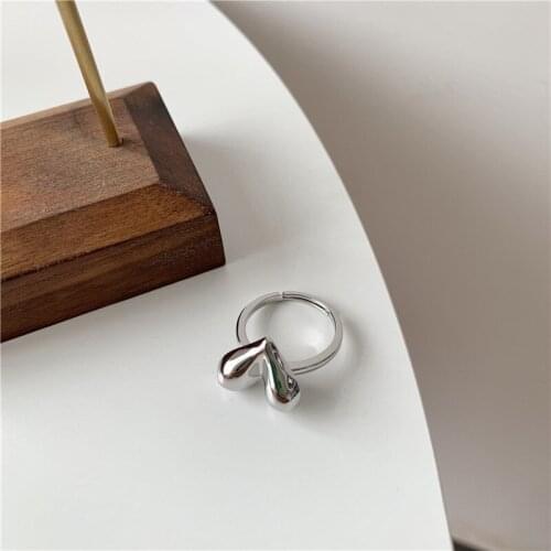 Origin Summer Minimalist 3D Love Heart Ring for Women Temperament Open Adjustable Silver Color Metal Index Finger Ring Jewelry