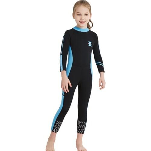 2.5mm Neoprene Diving Wetsuit Girls One-piece Child Scuba Dive Suit Jumpsuit Rash Guard UPF50+UV Protection Long Sleeve Swimwear