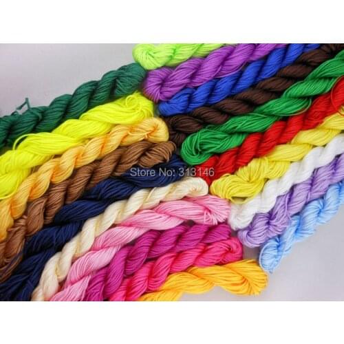 20PCS Mixed colors1mm Diameter Braided Shamballa Bracelet Nylon Cord Chinese Knot Beading Jewelry Finding Making Ropes String