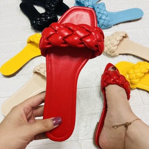 2021 Summer Candy Color Woven Womens Sandals Open Toe Slippers Outdoor Casual Womens Shoes Fashion Beach Slippers Plus Size