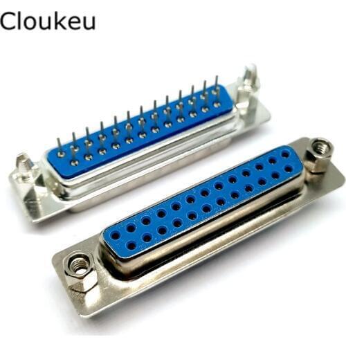 5Pcs With fixed screw DP25 hole female Insert plate type PCB Connector DB25 serial port adapter