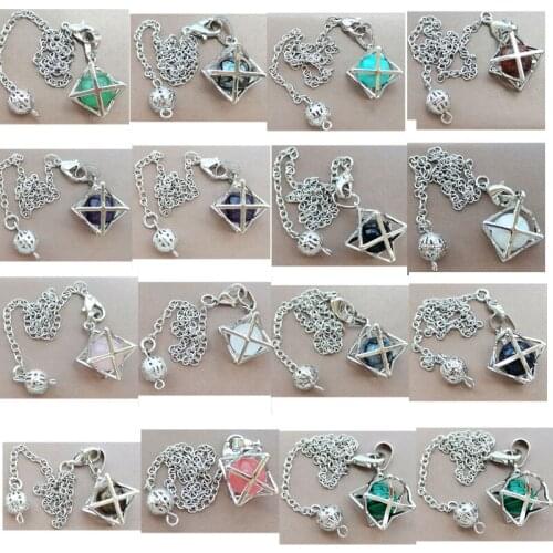 Malachite Aventurine Howlite Crystal Cherry Quartz Blue Sand Carnelian Jaspe endulum Pendant Bead WFH869