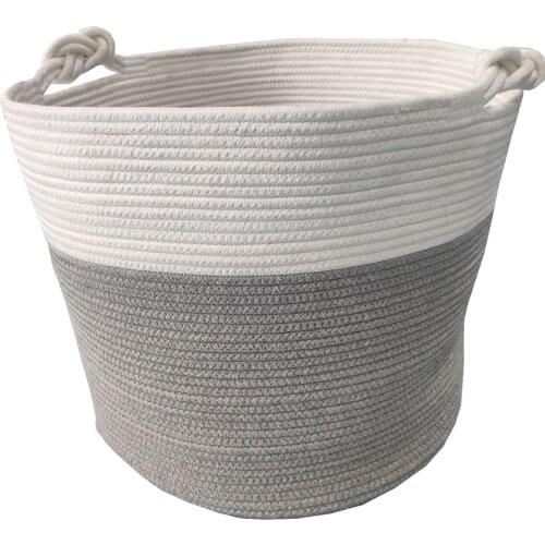 Hot Sale Large Dirty Clothes Basket Woven Foldable Cotton Rope Storage Basket With Handles