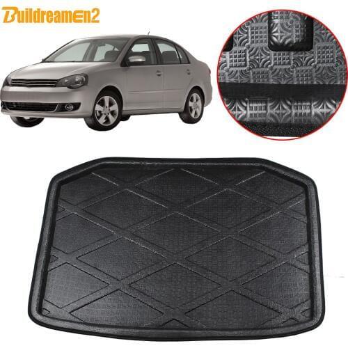 Buildreamen2 Car Rear Trunk Mat Cargo Floor Carpet Tray Boot Liner Mud Pad For Volkswagen Polo Sedan Saloon 2004-2010