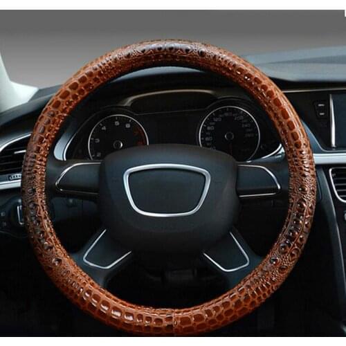 Steering Wheel Cover Auto Accessories 38 CM Alligator Leather For Hyundai RAV-4 Focus scirocco Handle Protector Car-styling