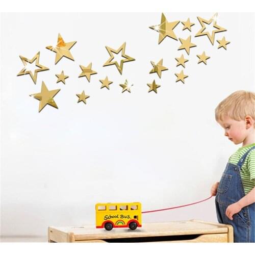 Living room background wall personality Pentagram stereo mirror pasted on the wall