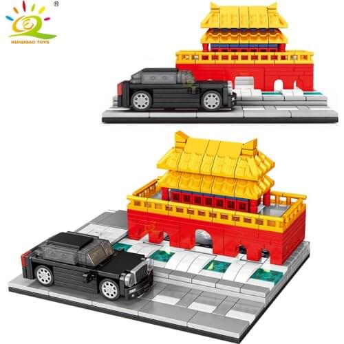 HUIQIBAO TOYS Chinese Architecture Tiananmen Square Building Blocks for Children City Street View Scenes Model Bricks Kids Gift