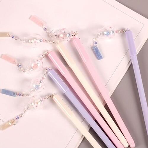 Delicate Fashion Wind Chime Pendant Gel Pen 0.5mm Black Ink Signature Pens Kids Praise Gift School Office Writing Supplies
