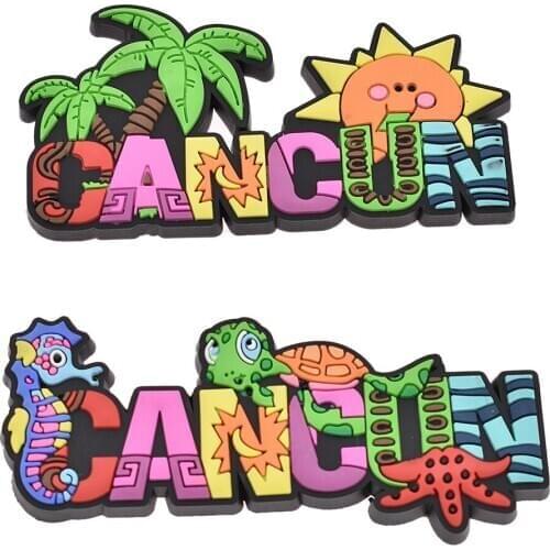 Cancun Mexico world travel PVC Fridge Magnet souvenir Hippocampus animal letter Refrigerador soft Magnet Sticker for home decor