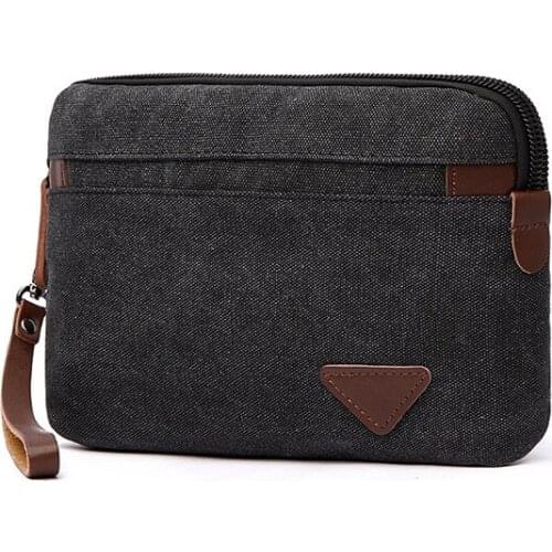 Canvas Classic Clutch Bags Men Boys Handbags Solid Colors Messenger Strong Fabric Bags Minimalism Style Multi-function Brief