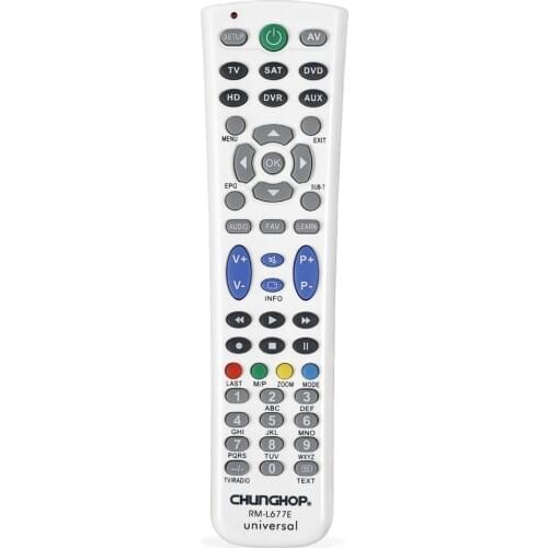 Combinational Remote Control Learn for TV SAT DVD CBL DVB-T AUX Universal 3D SMART TV CE Chunghop E677 L677E L677