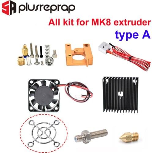 MK8 Extruder Kits J-head Hotend Nozzle 0.4mm Feed Inlet Diameter 1.75 Filament without Stepper Motor for 3D Printer Head