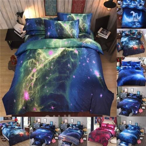 Bedding Cover Sets Universe Outer Space Themed Bed Linen 3D Galaxy Duvet Cover Fitted Sheet 2pcs/3pcs/4pcs Single Double Size