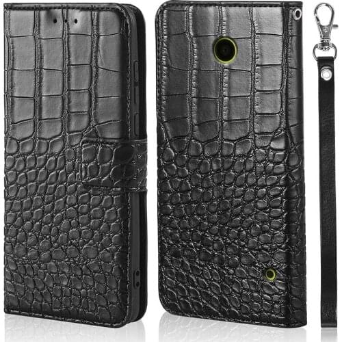 Leather Crocodile skin Flip Case For Nokia Lumia 630 Cover Coque PU Wallet Phone Cases for Nokia 635 With Strap