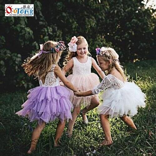 Outong Kids Clothes Girls New Girls Lace Dress Embroidered Princess Dress Childrens Performance Dresses Fluffy Baby Girl Dress