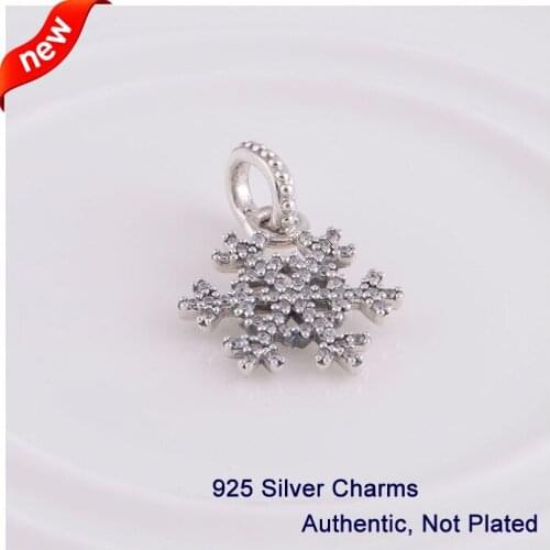 L341 New Arrival Authentic 925 Sterling Silver Beads snowflake pendant Charms DIY Jewelry Fits for Pandora Bracelet & Necklace
