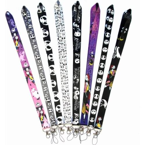 Hot Sales 30 Pieces/lot Cartoon Anime Nightmare before Christmas Keychains Neck Lanyard ID Card Cool Badge Holder Phone Strap