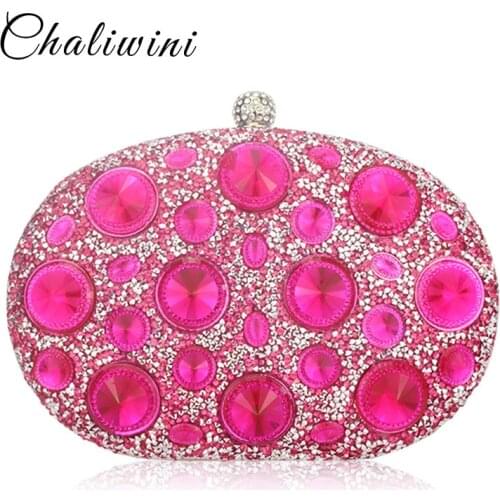 Hot Sale Giant Light Blue Rhinestones Women Evening Bags Metal Minaudiere Designer Wedding Party Crystal Clutch Handbag Purse