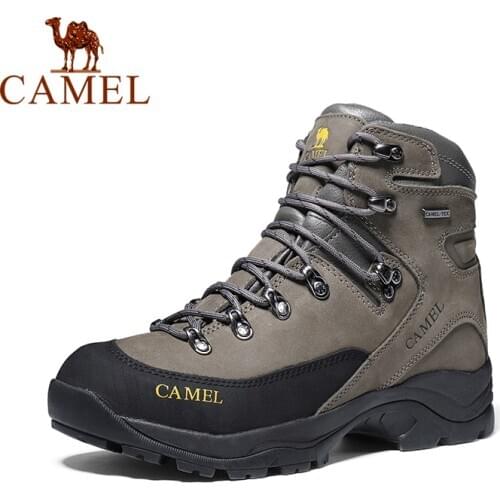 CAMEL Men Hiking Shoes Anti-slip Genuine Leather Damping Tactical Warm Boots Shoes Climbing Trekking Boots Outdoor Shoes