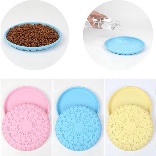 Soft Rubber Pet Flying Discs Dog Interactive Training Toy Puppy Feeding Food Drinking Bowl Bite Resistant Pet Game Flying Saucer