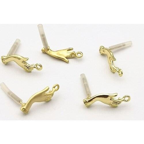 New arrival! 21x9mm 100Pcs Zinc Alloy Hand Shape Ear Stud for Earring DIY Making, Jewelry Accessories Findings & Component
