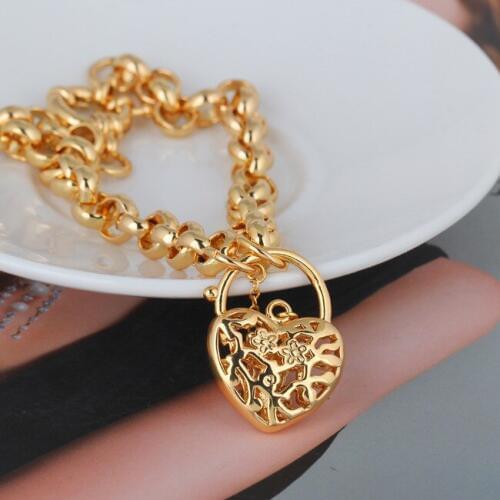 New Arrivals Heart Lock Retro G old Plated Bracelet Fashion Jewelry For Women Chain Bracelet A1495