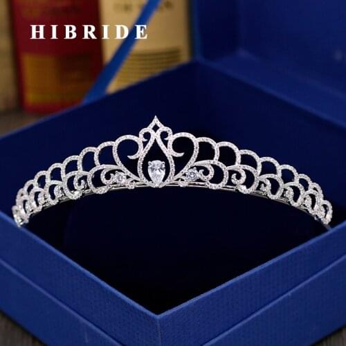 HIBRIDE New Arrival Headband Noble Cubic Zircon Crown And Tiaras Bridal Hair Accessories For Wedding Gifts C-57
