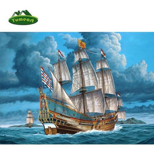 New Style Square Diamond Painting Complete Drill 5D Painting Whole Picture Diamond Needlework Embroidery Landscape sailboat