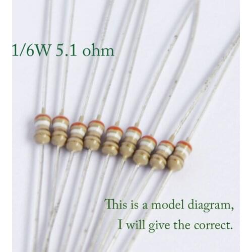1/6w 5.1 5.6 6.2 6.8 7.5 8.2 9.1 10 12 15 18 20 22 24 27 30 33 36 Ohm 1/8w Resistance 0.125w Original New Carbon Film Resistor